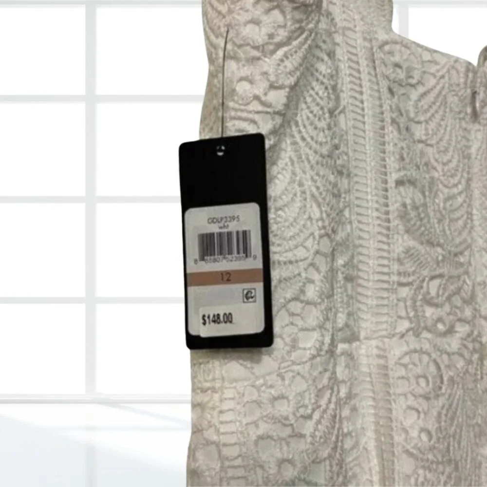 NWT Guess Lace Sweetheart Fit & Flare Dress Size 12 Crochet Mermaid Slip White - Picture 9 of 14